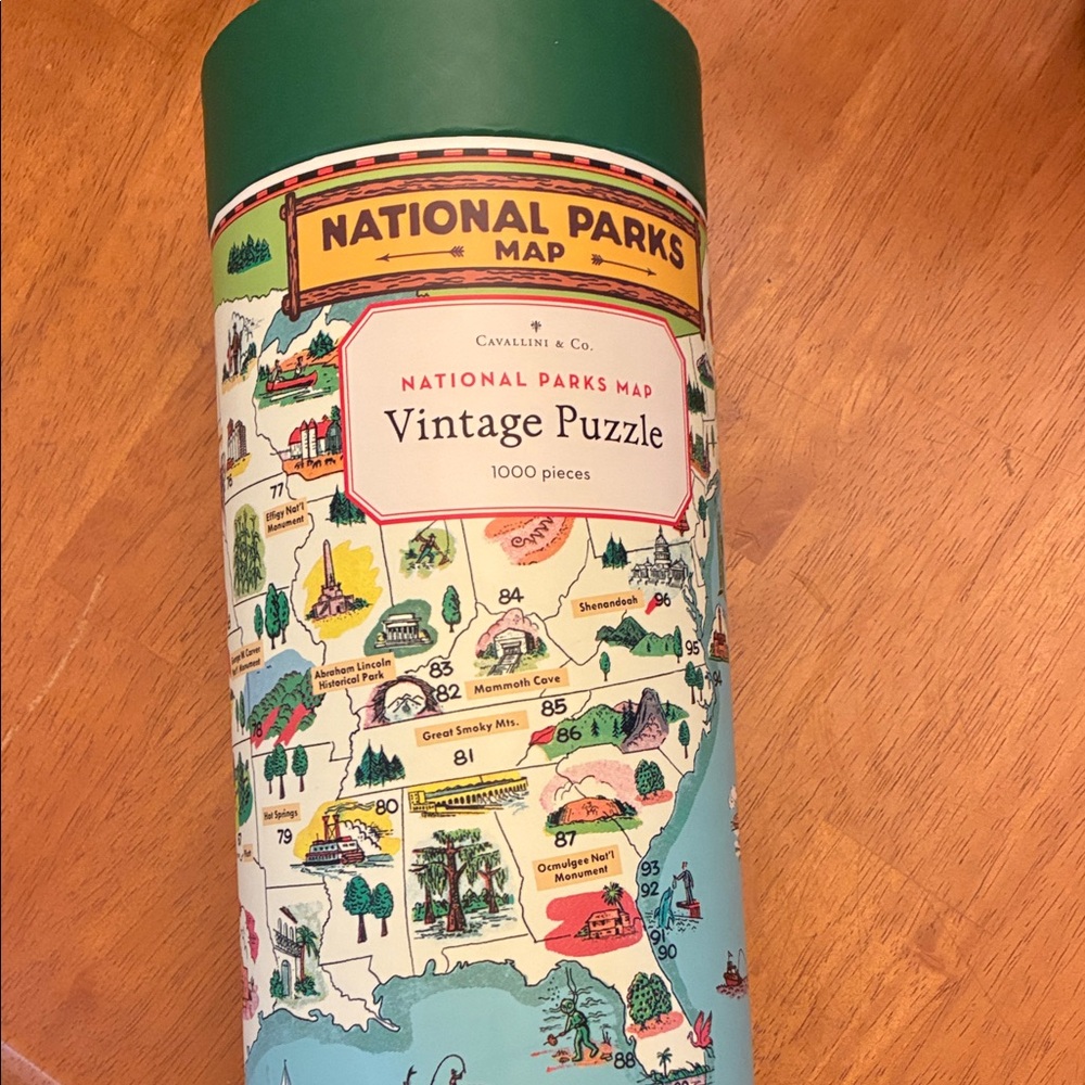 Cavallini & Co. National Parks Map Vintage Puzzle - Green
